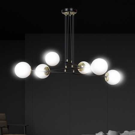 Lampa wisząca OGNIS 6 BLACK Emibig 966/6 biały/czarny