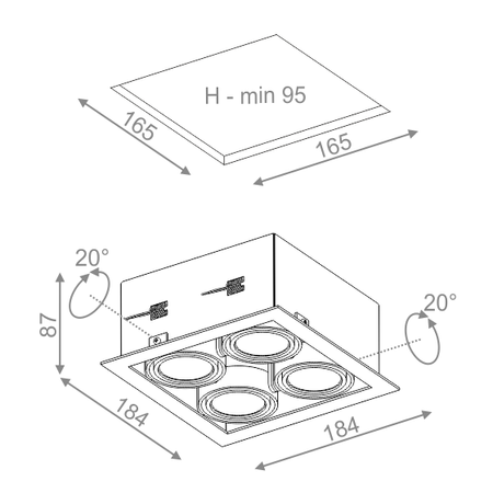 Lampa wpuszczana AQForm Squares 50 x 4 LED Sq Recessed Biały Struktura
