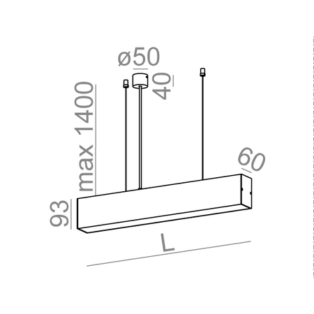 Zwis AQForm Tru LED 114 cm Czarny Mat