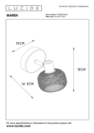 Reflektor Lucide MAREN 77978/01/02 czarny/złoty