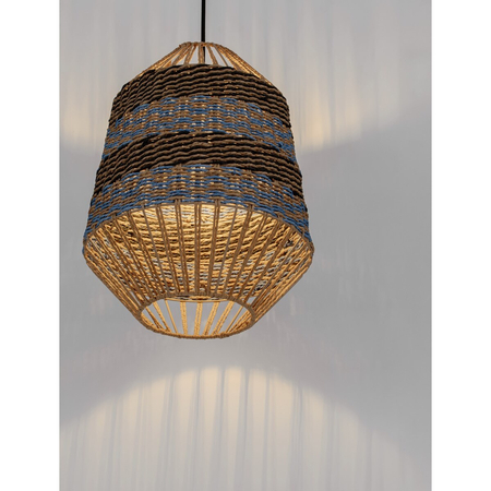 Lampa wisząca Luces Exclusivas BELRITO LE45362 drewno jasne i ciemne, niebieski