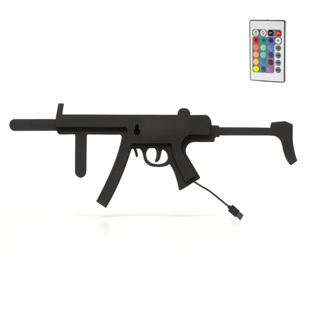 Lampa gamingowa LED Abigali USB COD karabin MP5 RGB z pilotem czarny