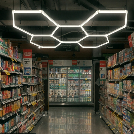 Lampa LED Hexagon Blaupunkt 43W geometryczny panel sufitowy led 4000K CRI90 w kształcie plastra miodu