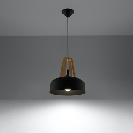 Sollux Lighting Lampa wisząca CASCO czarna/naturalne drewno SL.0390