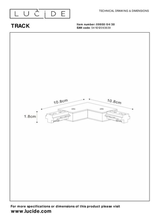 Lucide TRACK LUCIDE - ŁĄCZNIK L PRAWY 09950/04/30 czarny