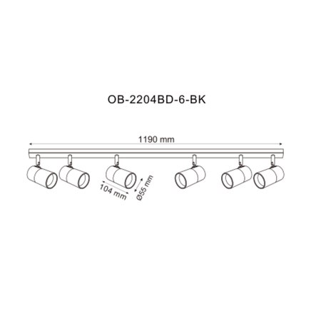Kinkiet Zuma Line OB-2204BD-6-BK FORI LISTWA CZARNA-ZŁOTA/BLACK-GOLD
