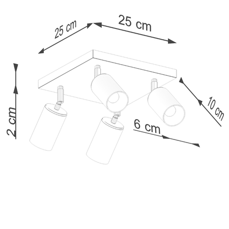Sollux Lighting Plafon WINX 4 czarny/chrom SL.1370
