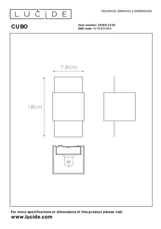 Kinkiet Lucide CUBO czarny 23208/31/30