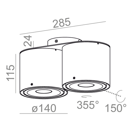 Lampa natynkowa AQForm Tuba Distance 111 x 2 Qrled Surface Biały Struktura