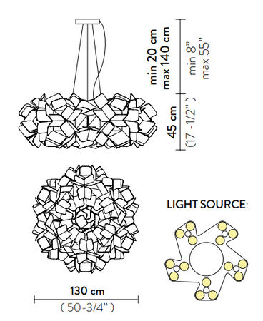Lampa wisząca Slamp CLIZIA 130 - MAMA NON MAMA GOLD - TRANSPARENT WIRE XXL CLISXXLGNM01T00000EU złoty