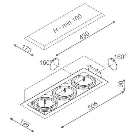 Lampa wpuszczana AQForm Squares 111 x 3  Recessed Biały Struktura