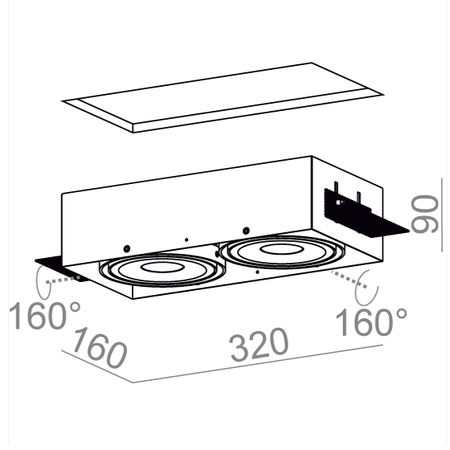 Lampa wpuszczana AQForm Squares 111 x 2 Qrled Trimless Recessed Biały Struktura