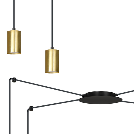 Lampa wisząca TRAKER 4 BL/GOLD Emibig 526/4 czarny/złoty
