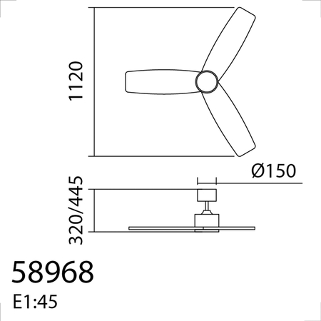 Wentylator SANTORINI biały, drewno naturalne Ø112 DC 30W LED 24W CCT zmienna barwa, pilot