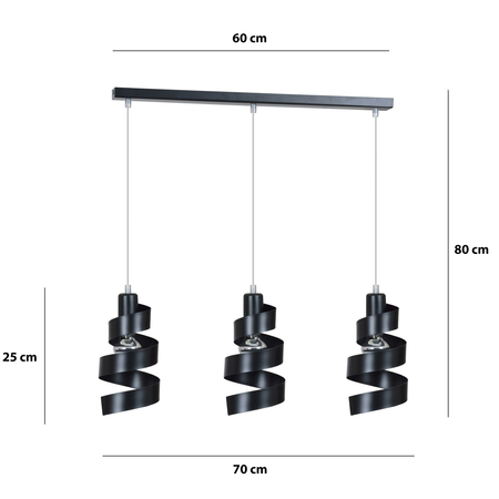 Lampa wisząca SAGA 3 BLACK Emibig 352/3 czarny