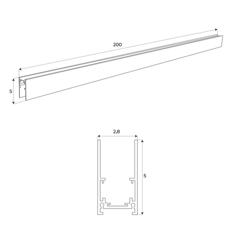 MAXLIGHT MT0002 SZYNA MAGNETYCZNA GŁĘBOKA, NATYNKOWA, 2 METRY, CZARNA