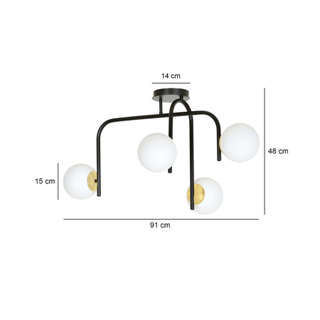 Lampa sufitowa RAGNAR 4B BLACK GOLD Emibig 1032/4B biały/czarny