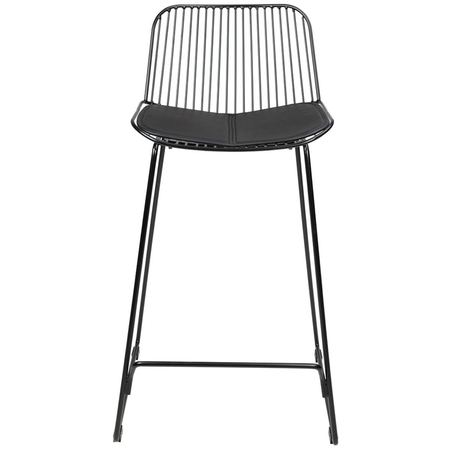 Krzesło barowe MILES czarne 66 cm - metal, ekoskóra