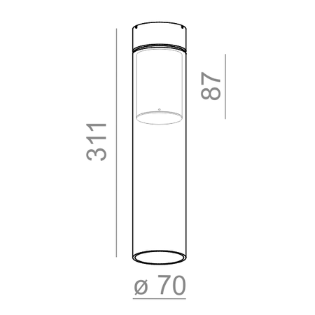 Lampa natynkowa AQForm Modern Glass Tube LED 230V SP Surface Czarny Struktura