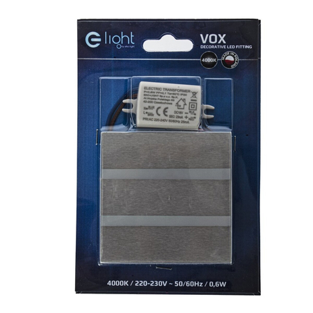 Eko-Light Oprawa schodowa VOX Barwa Neutralna 4000K EKS6165 BIAŁY / SREBRNY