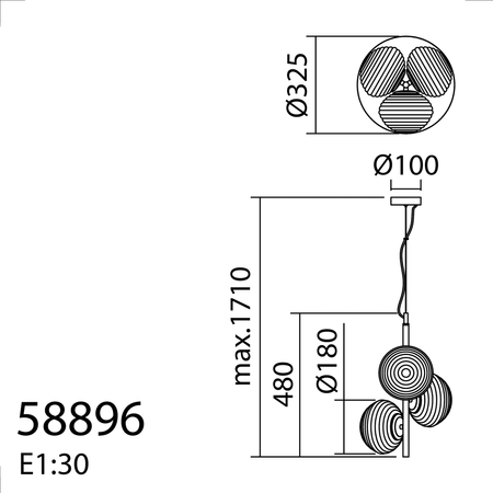 Lampa wisząca CIAO czarny 3xE27 Ø18