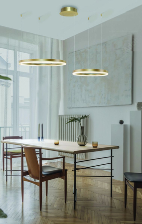 Lampa wisząca HALO PENDANT 80+60 CCT GO + REMOTE CONTROL Azzardo AZ4979 złoty