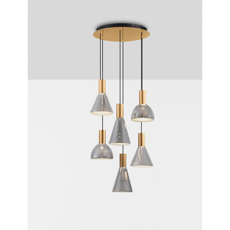 Lampa wisząca Luces Exclusivas SARDUNO LE45139 złoty i odcienie złota, szary i odcienie szarości