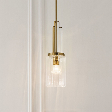 Mała lampa wisząca Kimrose - 1 źródło światła - Szczotkowany naturalny mosiądz Quintiesse QN-KIMROSE-MP-BNB