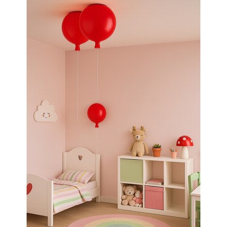 Lampa wisząca Abigali Baloon E27 do pokoju dziecięcego 20cm czerwony