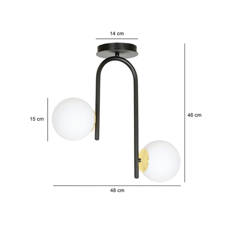 Lampa sufitowa RAGNAR 2 BLACK GOLD Emibig 1032/2 biały/czarny