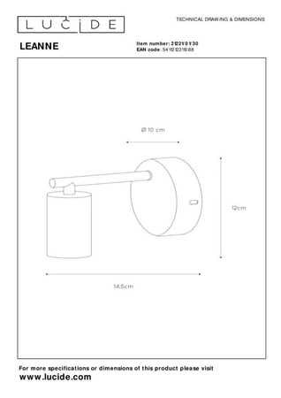 Kinkiet Lucide LEANNE 21221/01/30 czarny