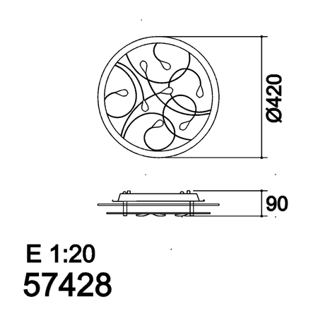Plafon ROSKY śr. klosza 42cm 3xE27 szkło dekoracyjne