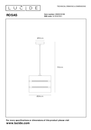 Lampa wisząca Lucide ROSAS 21433/01/30 czarny/złoty