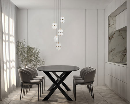 Lampa wisząca Italux Alani PND-34375-5-BK Czarny mat, złoty