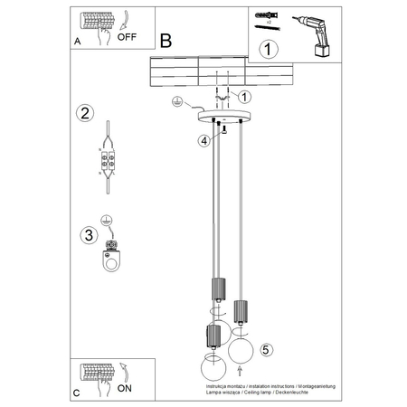 Sollux Lighting Lampa wisząca HALO 3P mocca SL.1735