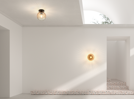 Lampa sufitowa CANICA czarny, szkło bursztynowe Ø20 E27