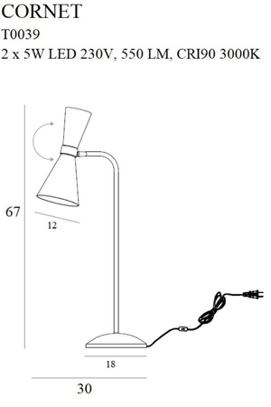 Lampa stołowa Maxlight CORNET T0039 czarny/złoty