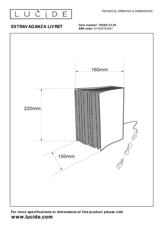 Lampa stołowa Lucide EXTRAVAGANZA LIVRET 78596/01/30 czarny/złoty