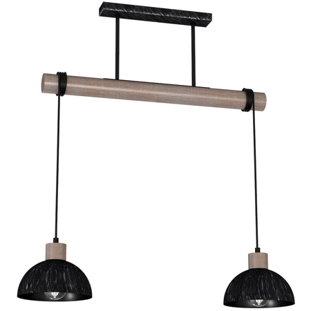 Milagro Lampa wisząca ERIK Sawn black/Patinated wood 2XE27 MLP7639 PRZECIERANY CZARNY / DREWNO PATYNOWANE