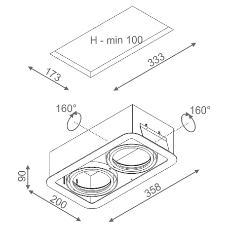 Lampa wpuszczana AQForm Iform 111 x 2 Recessed Biały Struktura