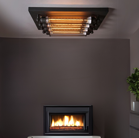 Loftowy Plafon Abigali Retro 4, czarny 4xE27