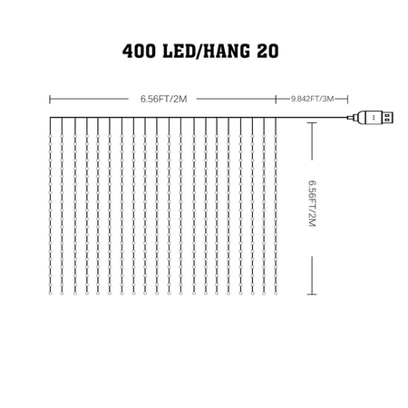 Eko-Light Kurtyna Wizard Kulka 2WIZARD2m 400LED RGB EK1390 BIAŁY