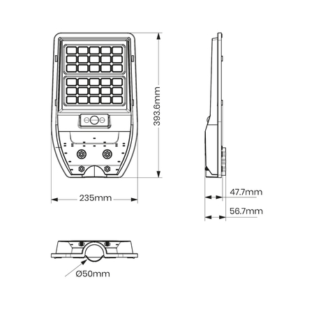 Eko-Light Latarnia Solarna Via 50W 500lm 6000K EKO9093 CZARNY