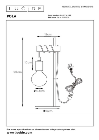 Lampa biurkowa Lucide PAULIEN 08527/01/35 niebieski