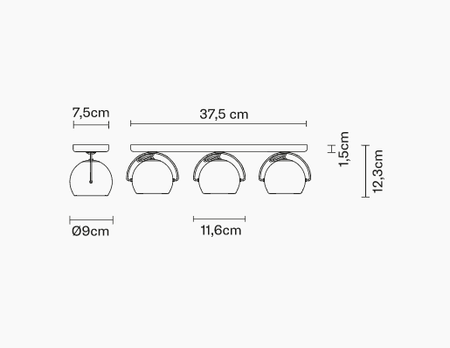 Kinkiet/lampa sufitowa Fabbian D57G2541 Beluga Colour 3 Luci Rame