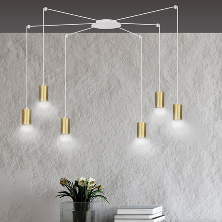 Lampa wisząca TRAKER 6 WH/GOLD Emibig 527/6 biały/złoty
