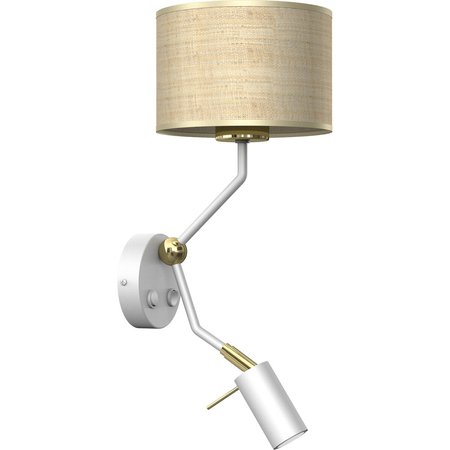 Milagro Kinkiet Marshall 1xE27 + 1x mini GU10 Biały / Rattan MLP7483 BIEL / RATTAN