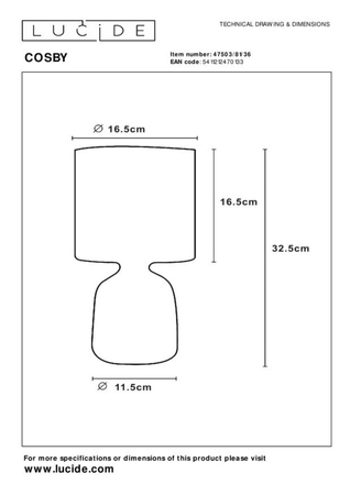 Lampa stołowa Lucide COSBY szary 47503/81/36