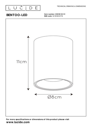 Oczko Lucide BENTOO-LED biały 9912/05/31