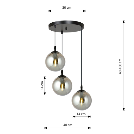 Lampa wisząca COSMO 3 BL PREMIUM GRAFIT Emibig 712/3PREM czarny